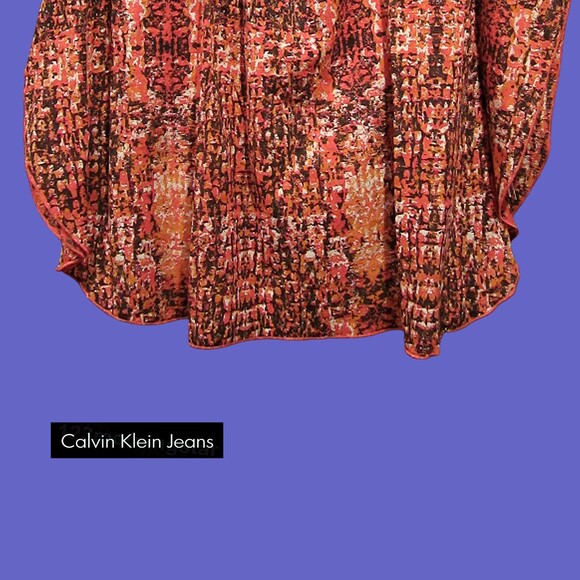 Calvin Klein NEW Artistic Modernism Abstract Gold Speckle Square-Neck Top S - Picture 4 of 10